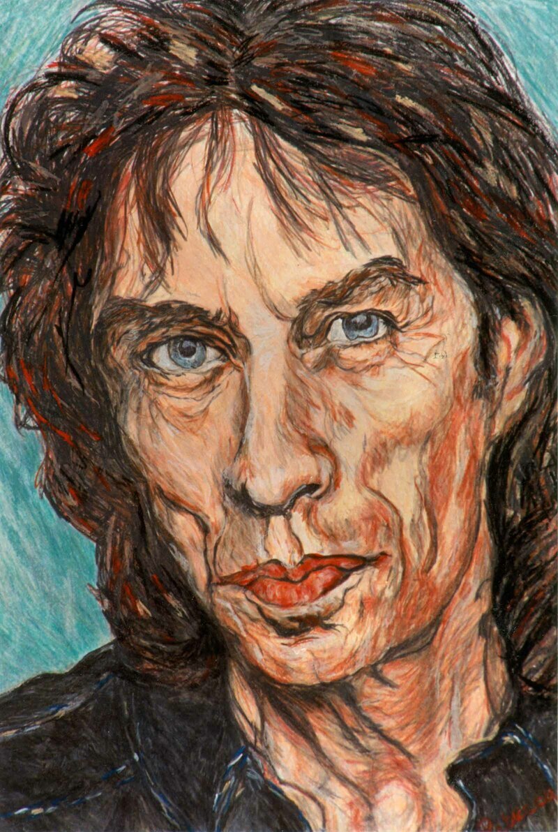 Paint it Black (Jagger) by Rebecca Dufton, 20 x 26 inches, mixed media on paper