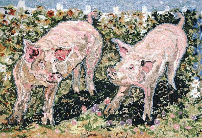 In Clover by Rebecca Dufton, 36 x 30 inches, mixed fibers on monk's cloth